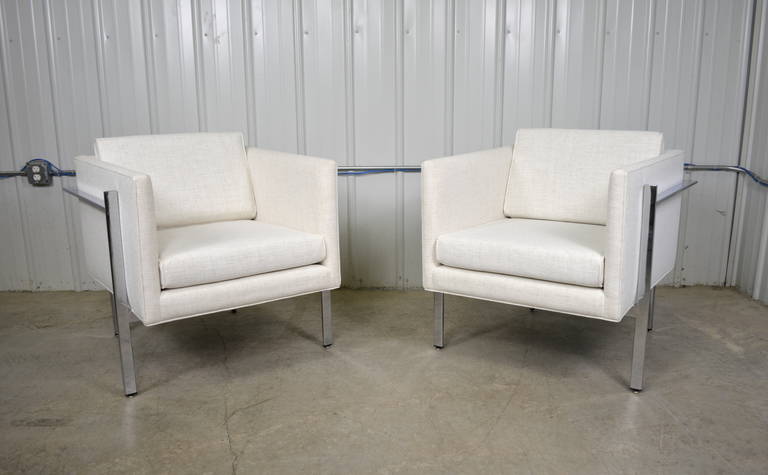 Mid-20th Century Milo Baughman Chrome Frame Lounge Chairs for Thayer Coggin
