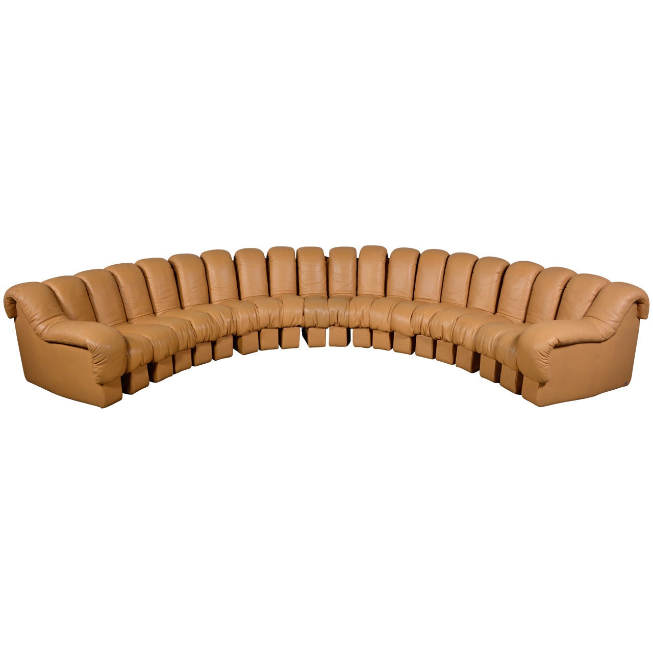 De Sede DS600 Non-Stop Modular Sectional Sofa in Tan Leather For Sale