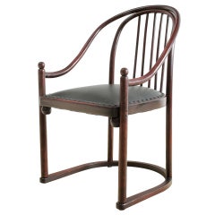 Bentwood armchair with new leather upholstery