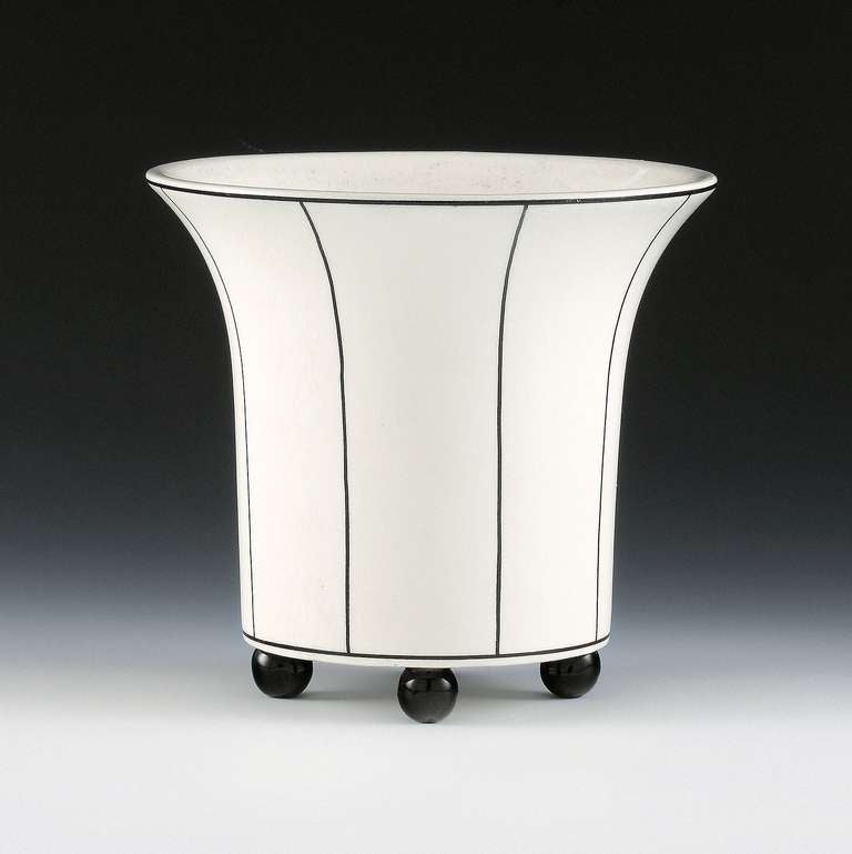 Elegant vase with black decor by Gmundner Keramik