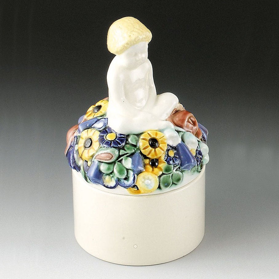 Decorative jar with lid by Michael Powolny For Sale