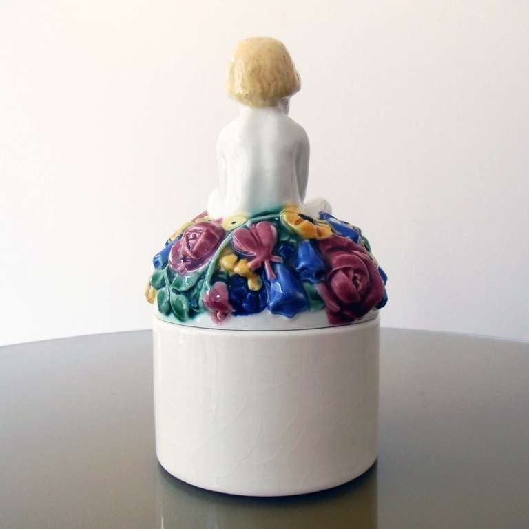 Austrian Decorative jar with lid by Michael Powolny For Sale