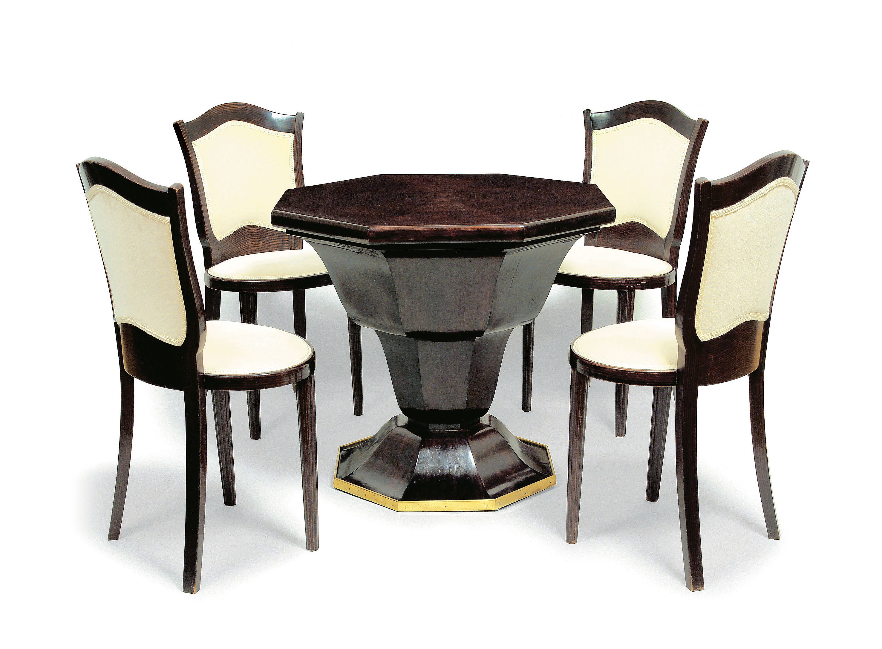 Octagonal table and four chairs For Sale