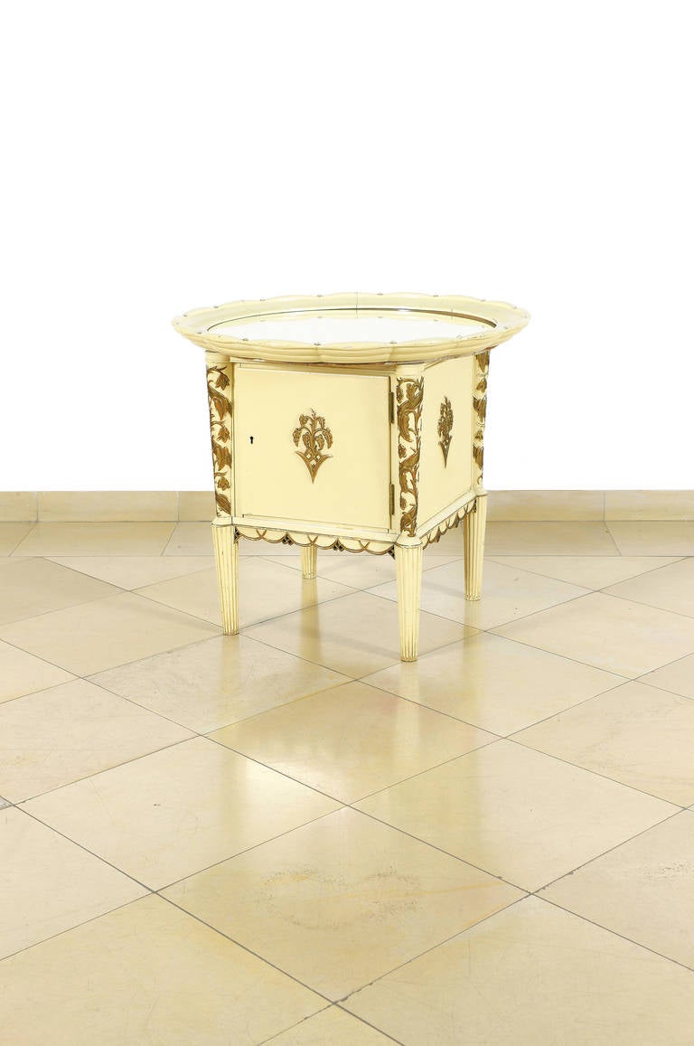 Table with Bar Cabinet and Mirrored Table Top by Otto Prutscher