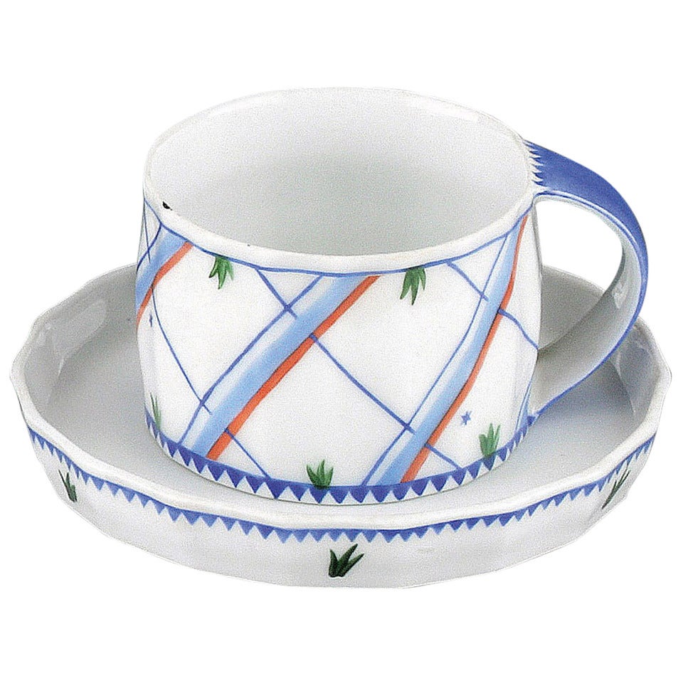 One Coffee Cup with Saucer - Form by Josef Hoffmann for Wiener Werkstätte For Sale