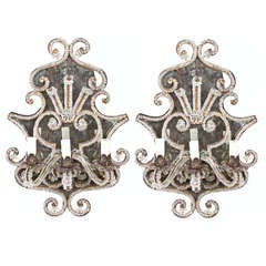 Antique A Pair of 3-light Rococo Wall Sconces