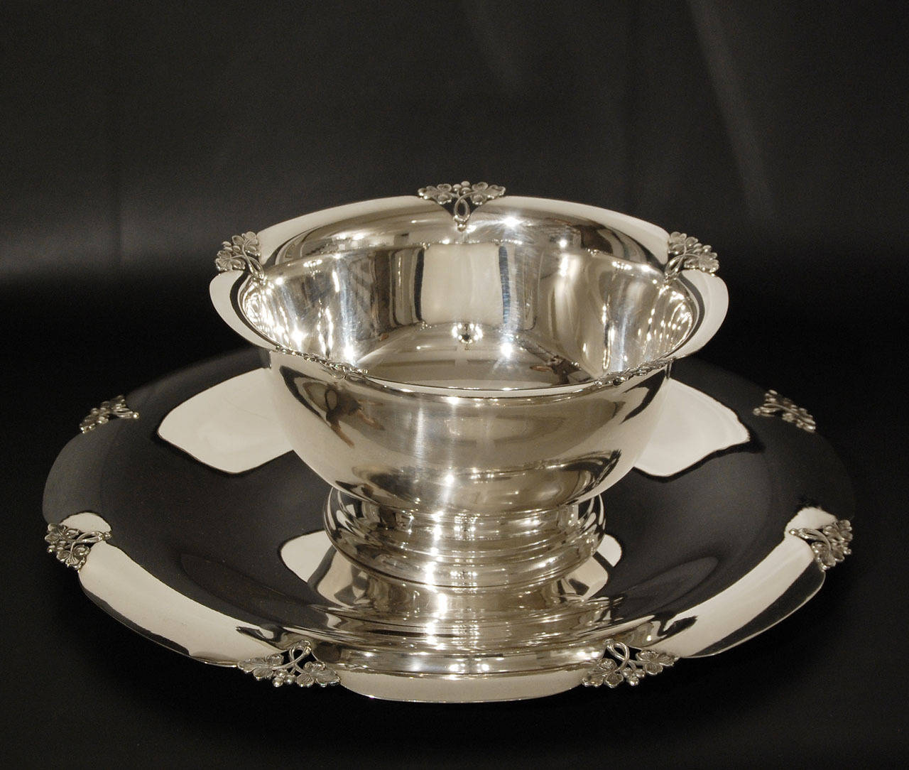 Beautiful 1940s Silver Tray and Bowl
