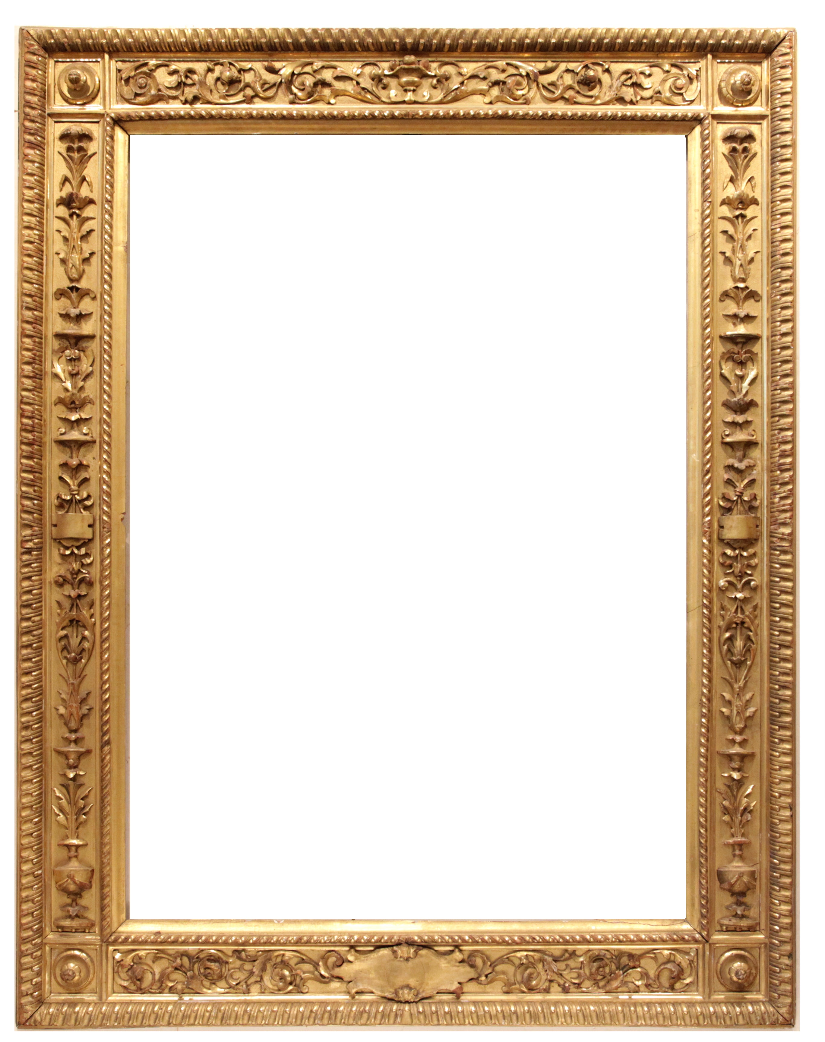 19th-century Italian Grand Tour Gilded Carved Wood Frame. For Sale