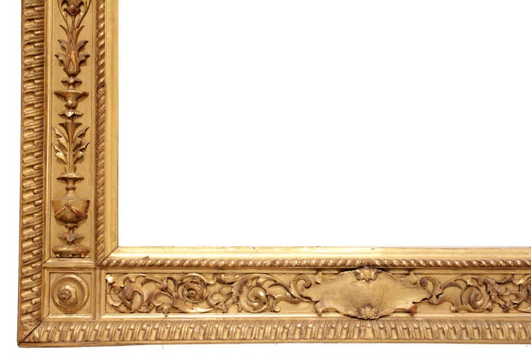 19th-century Italian Grand Tour Gilded Carved Wood Frame. For Sale 2