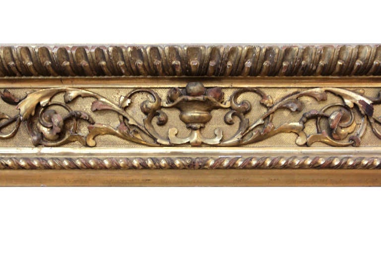 Neoclassical Revival 19th-century Italian Grand Tour Gilded Carved Wood Frame. For Sale