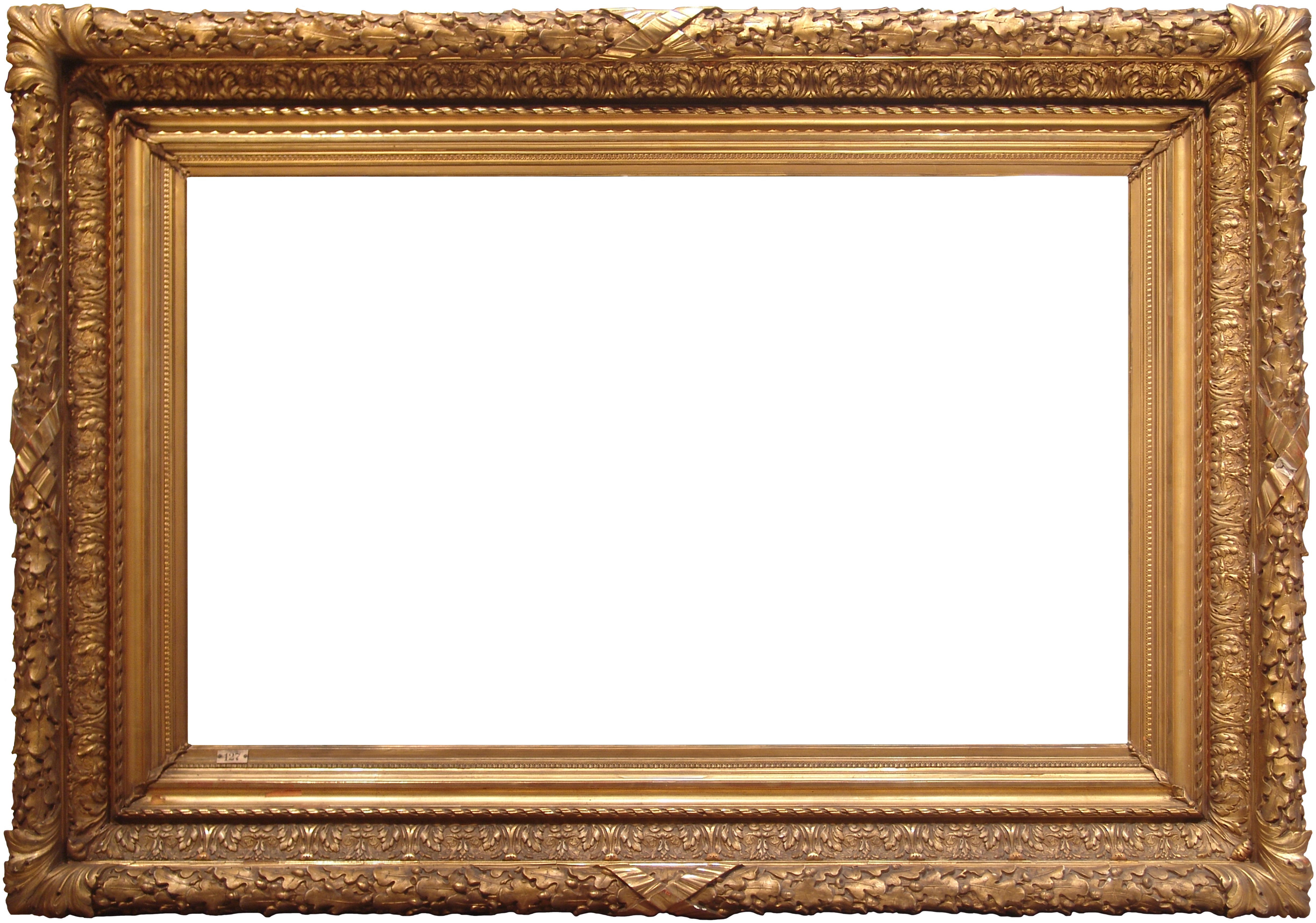 1880s American Barbizon Painting Frame; Gilded Cast Ornament on Wood. For Sale