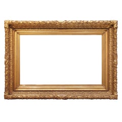 1880s American Barbizon Painting Frame; Gilded Cast Ornament on Wood.