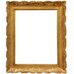 Antique C. 1850s Regional Italian "Guantiera" Gilded Carved Wood Frame.