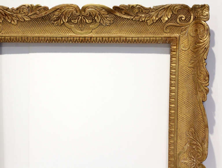 C. 1850s Regional Italian "Guantiera" Gilded Carved Wood Frame.