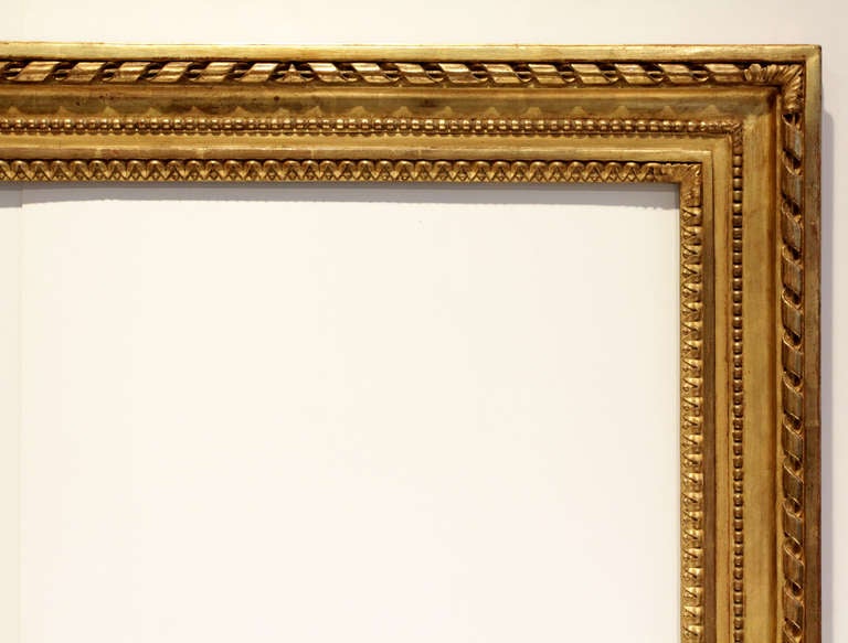 18th-century French Louis XVI gilded wood frame. In Excellent Condition For Sale In New York, NY