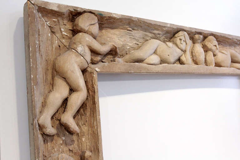Mid-20th century American Folk Art (Outsider Art) carved wood frame