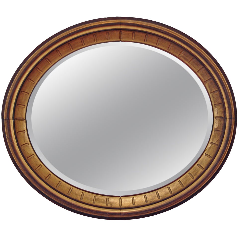 C. 1860s American Oval Gilded Wood Framed Mirror For Sale