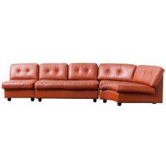 Artifort Three Section Cognac Leather Sofa