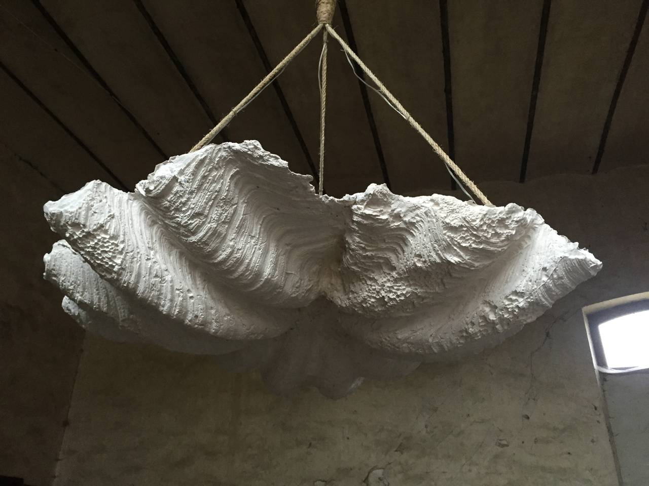 French Big Plaster Shell Chandelier