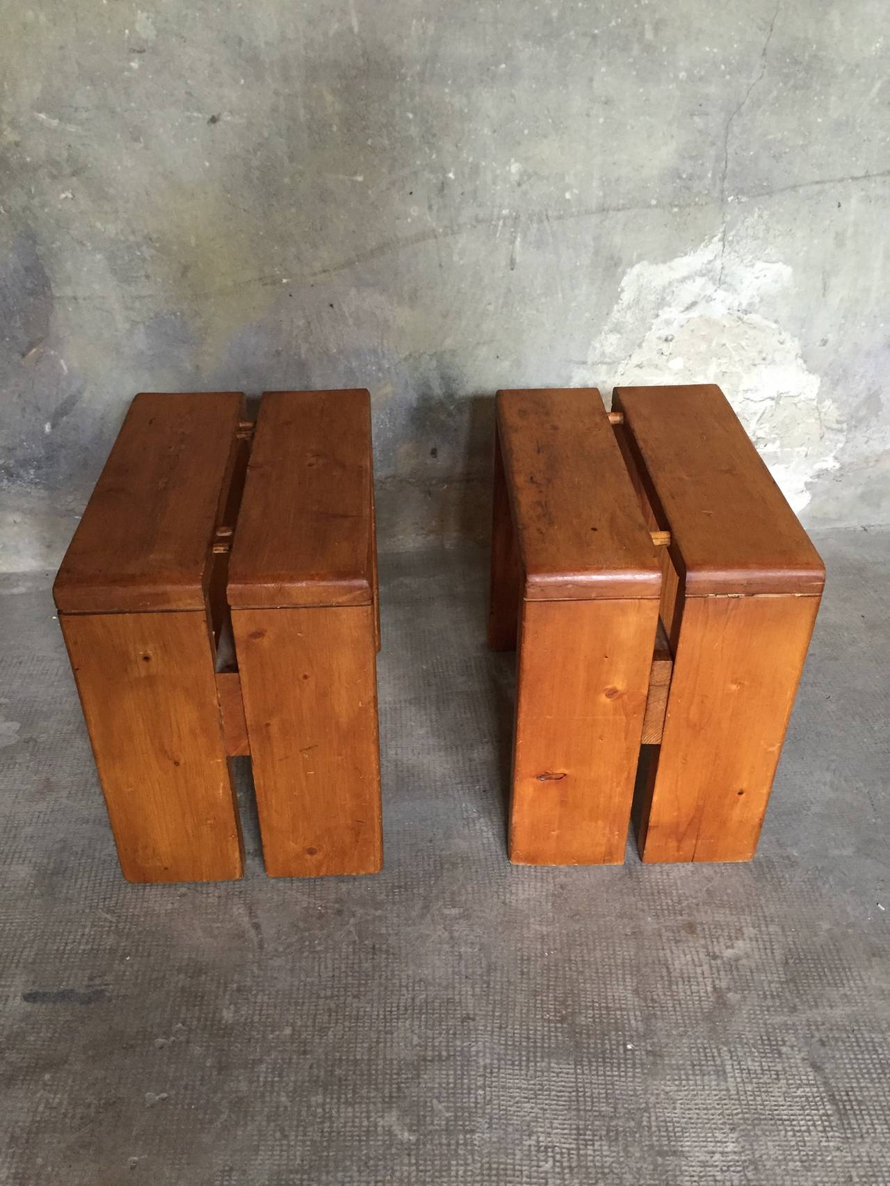 Mid-20th Century Pair of Charlotte Perriand Stools