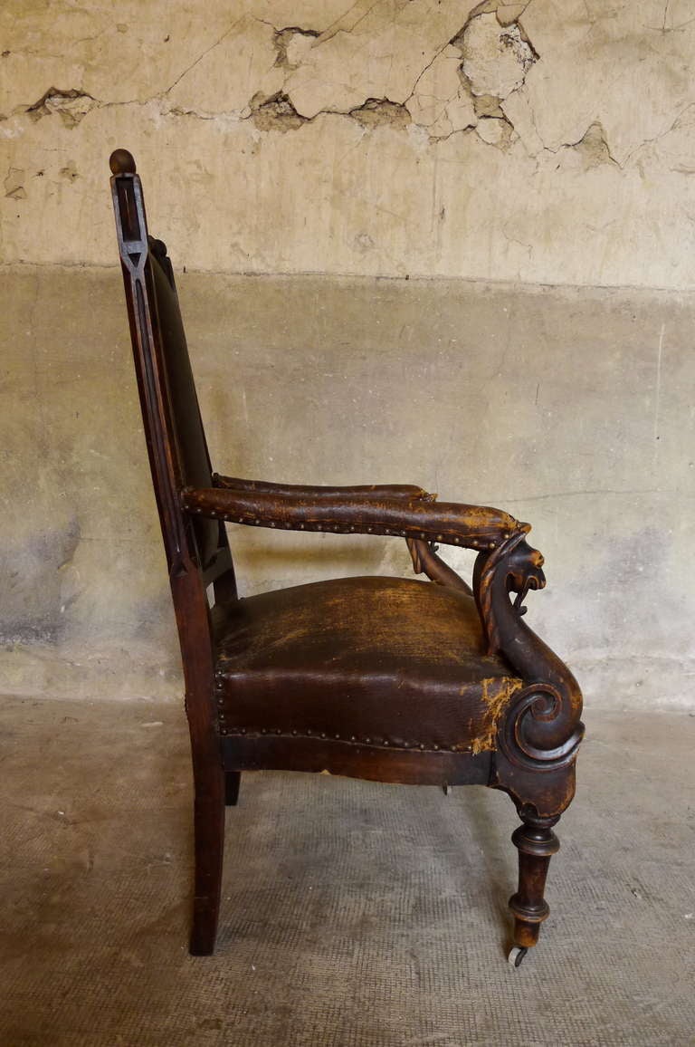 19th Century Enigmatic Gothic Armchair 