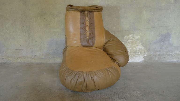 a rare leather boxing glove chair circa 1970
