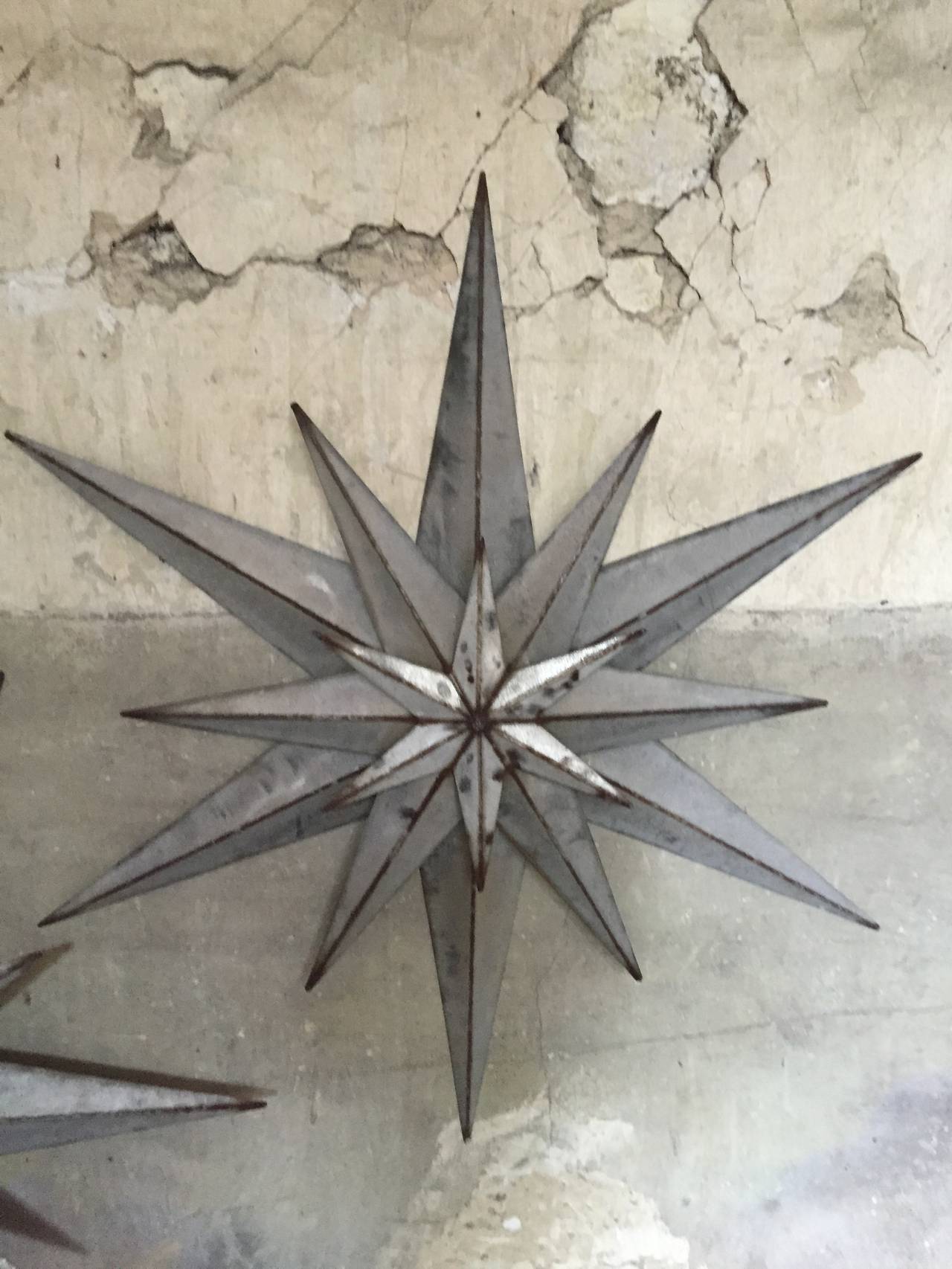 French Impressive Pair of Iron Wall Stars