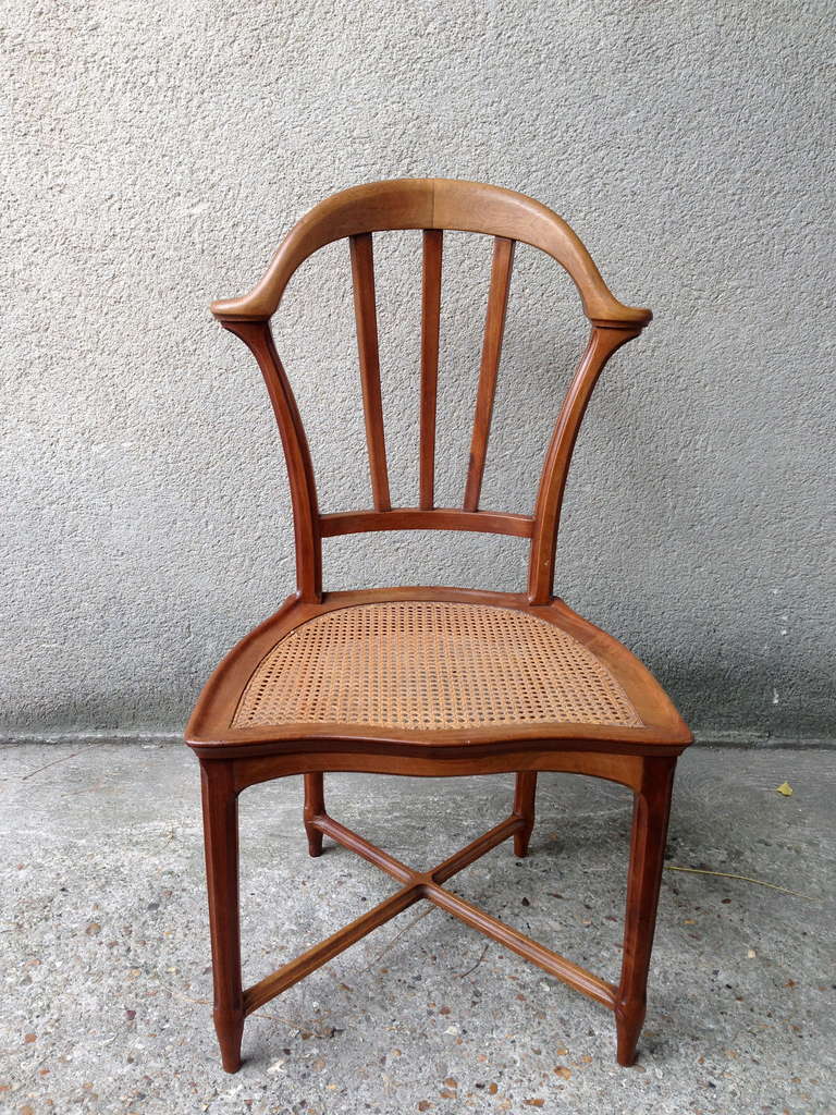 French Pair of 1900 Walnut Chairs