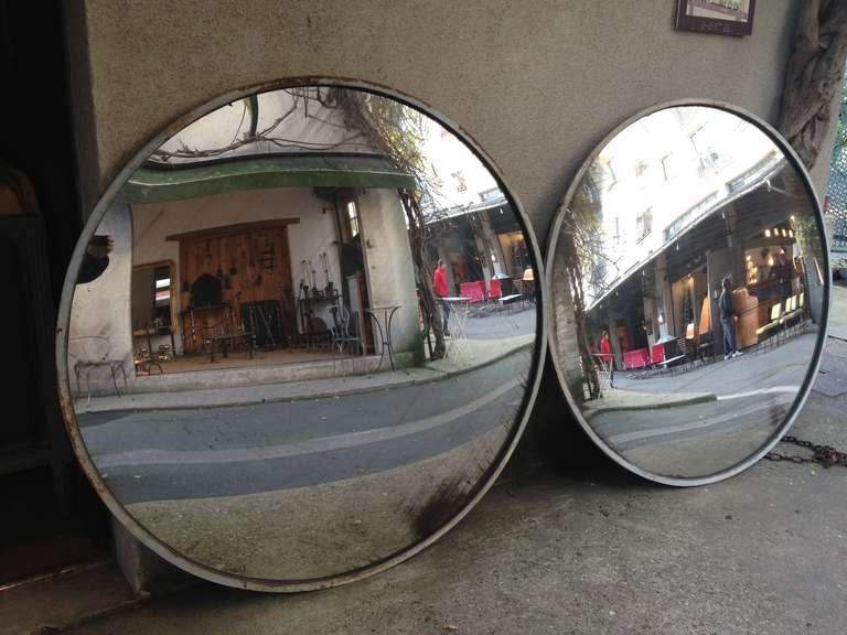 French Impresive Pair of Convex Mirrors