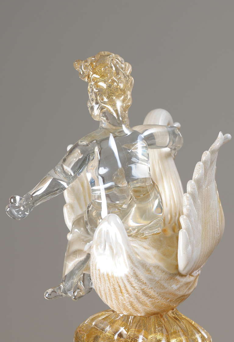 Glass Alfredo Barbini unique freely moulded handblown glass sculptures For Sale