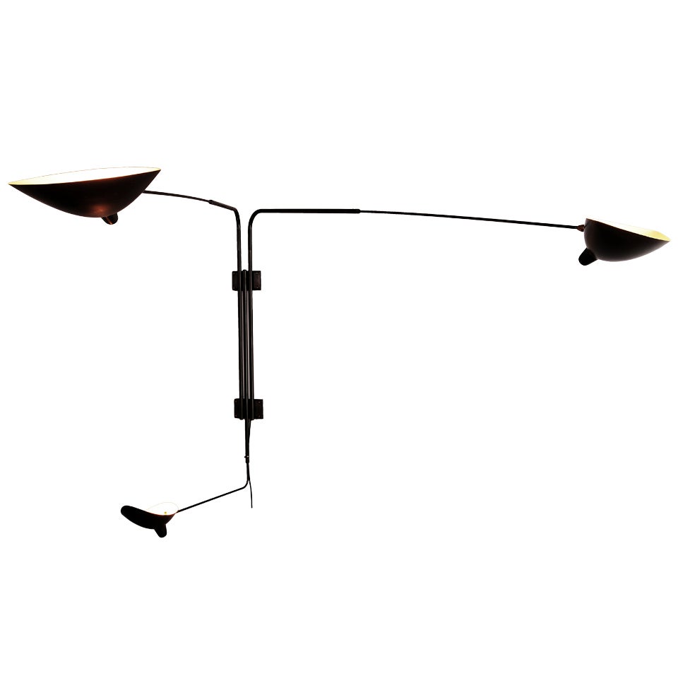 Serge Mouille Three Arm Wall Light For Sale