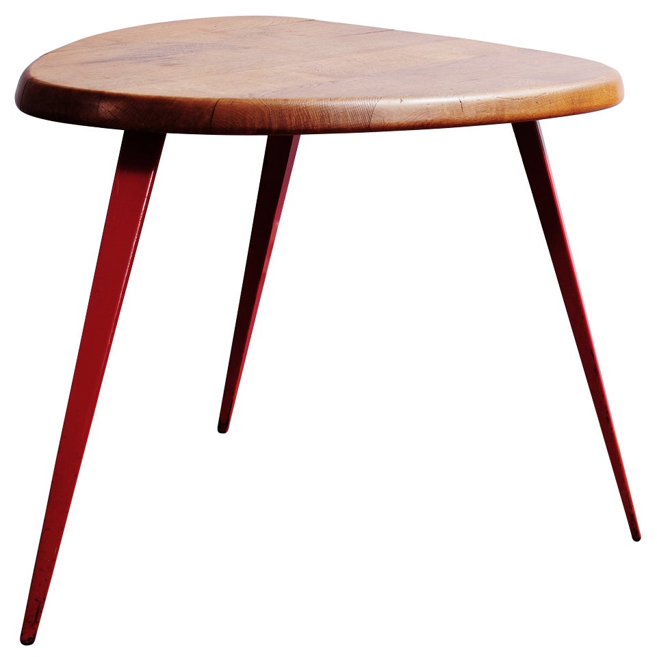 Rare triangular free form table by Charlotte Perriand & Jean Prouvé For Sale