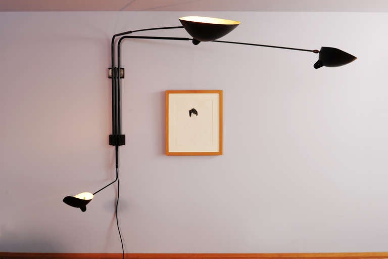 Serge Mouille Three Arm Wall Light For Sale 1