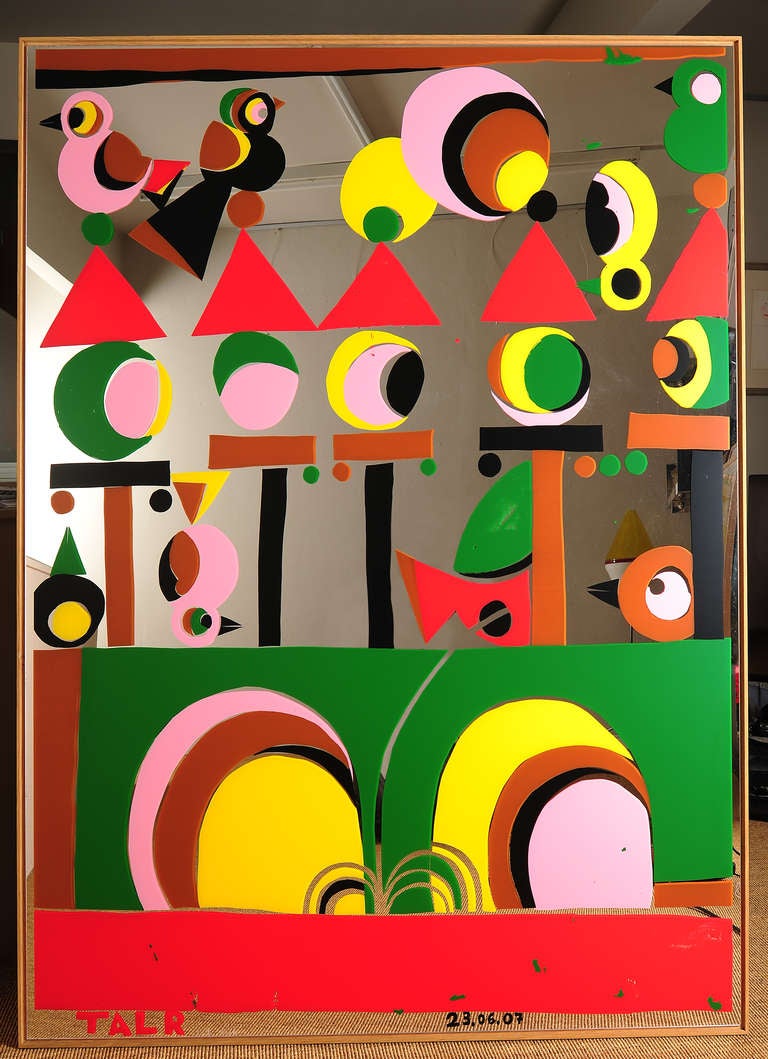 Tall R Mirror with Painting