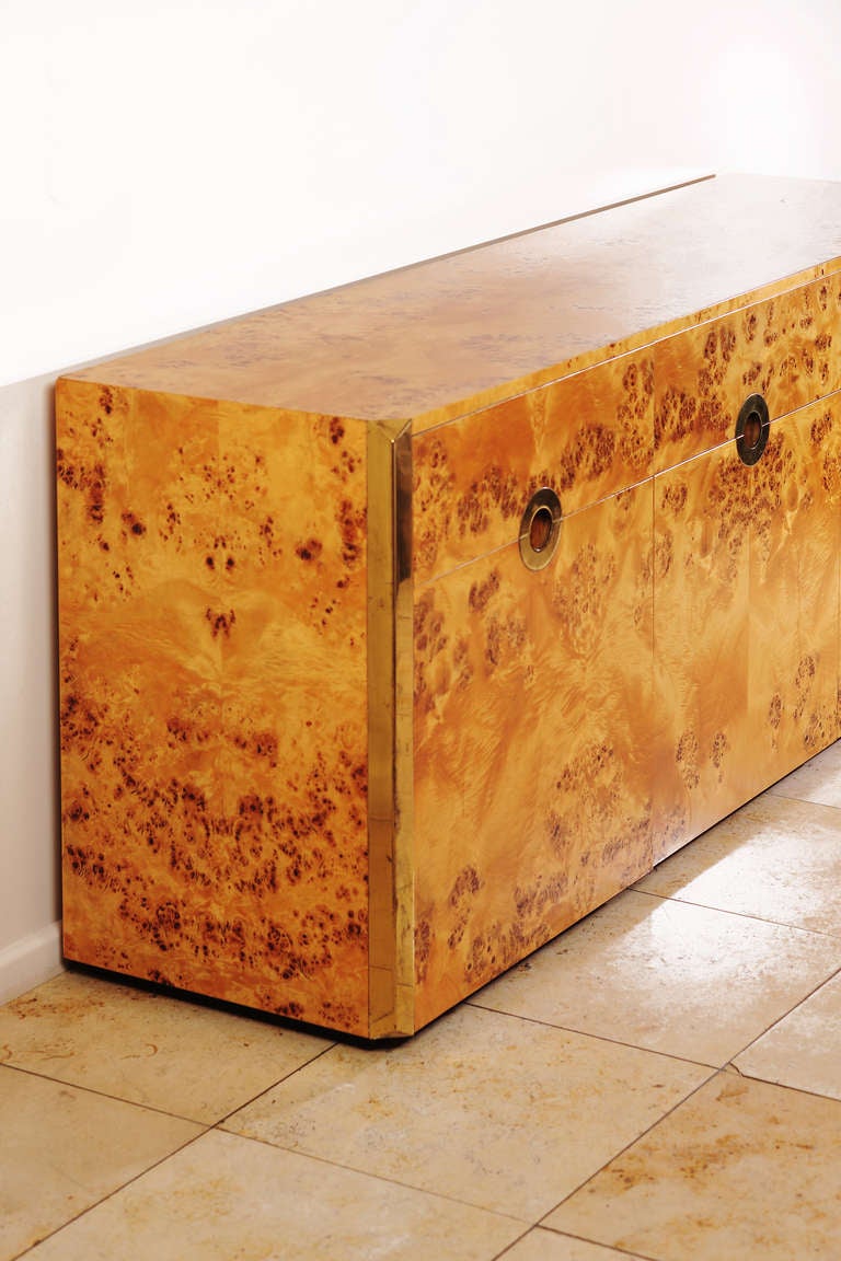 Modern Willy Rizzo Spectacular Exotic Burl Sideboard For Sale