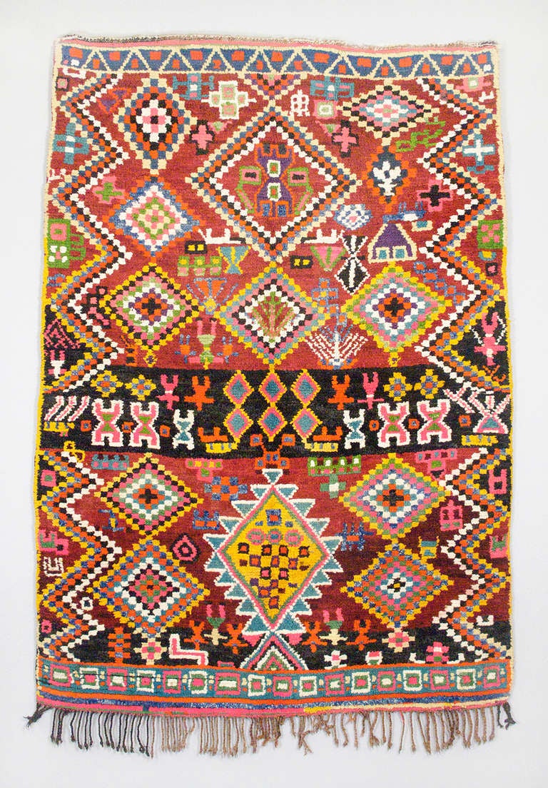 Unique Kurdish rug, north west Iraq, Mousil area, ca. 1960

wool and goat hair, notted in symmetrical knots