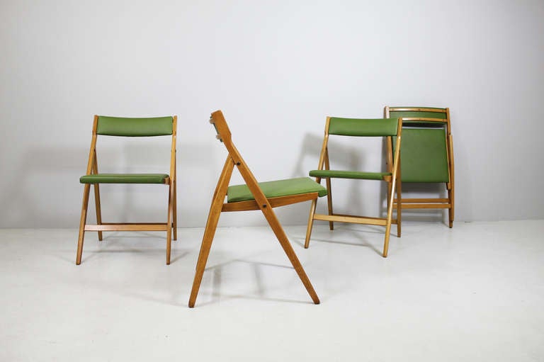 Mid-Century Modern 4 Chaises pliantes de Gio Ponti:: Cassina:: Regiutti Brescia Italie:: 1954/55