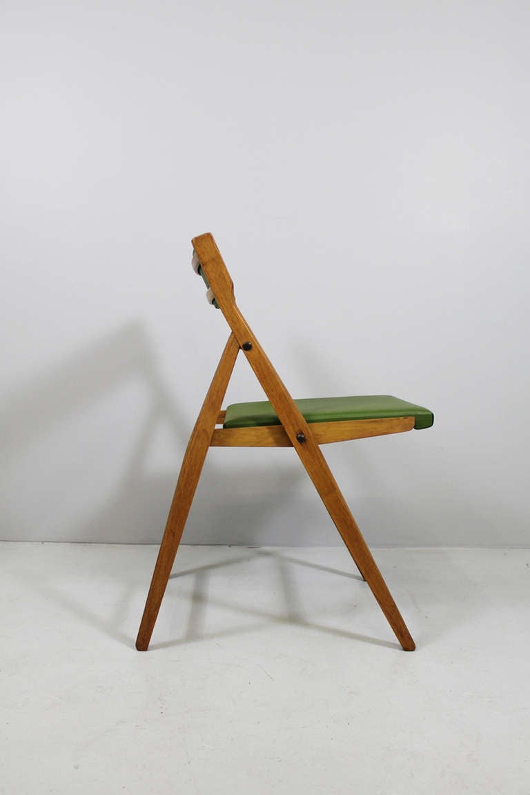 Italian 4 Folding Chairs by Gio Ponti, Cassina, Regiutti Brescia Italy, 1954/55