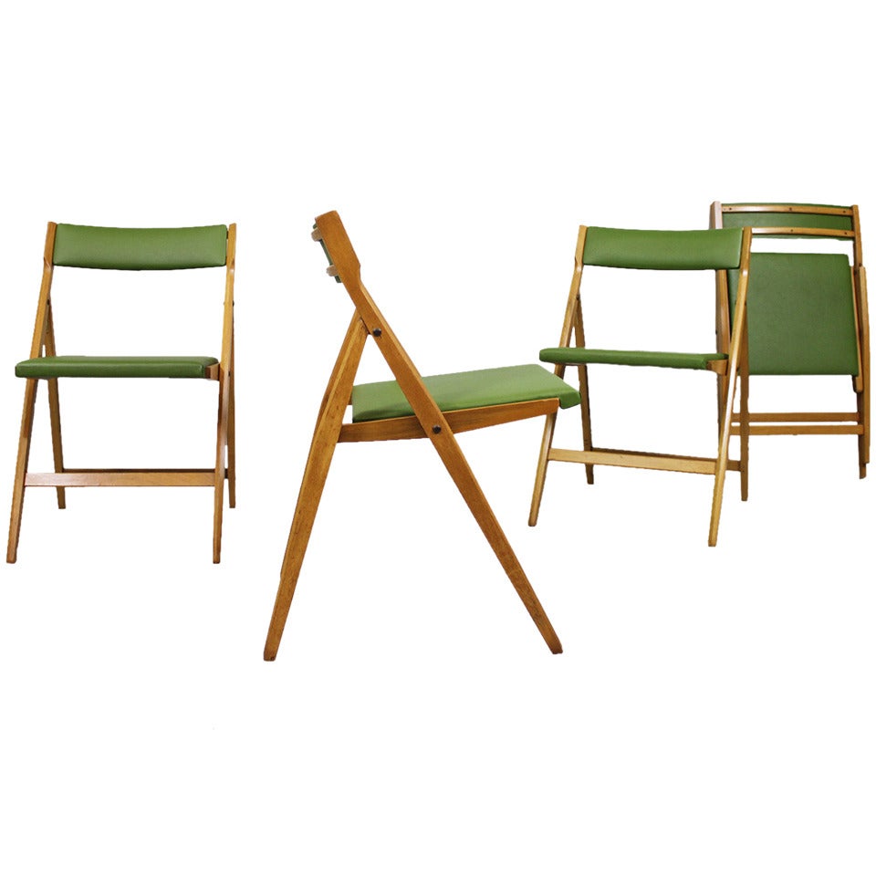4 Chaises pliantes de Gio Ponti:: Cassina:: Regiutti Brescia Italie:: 1954/55