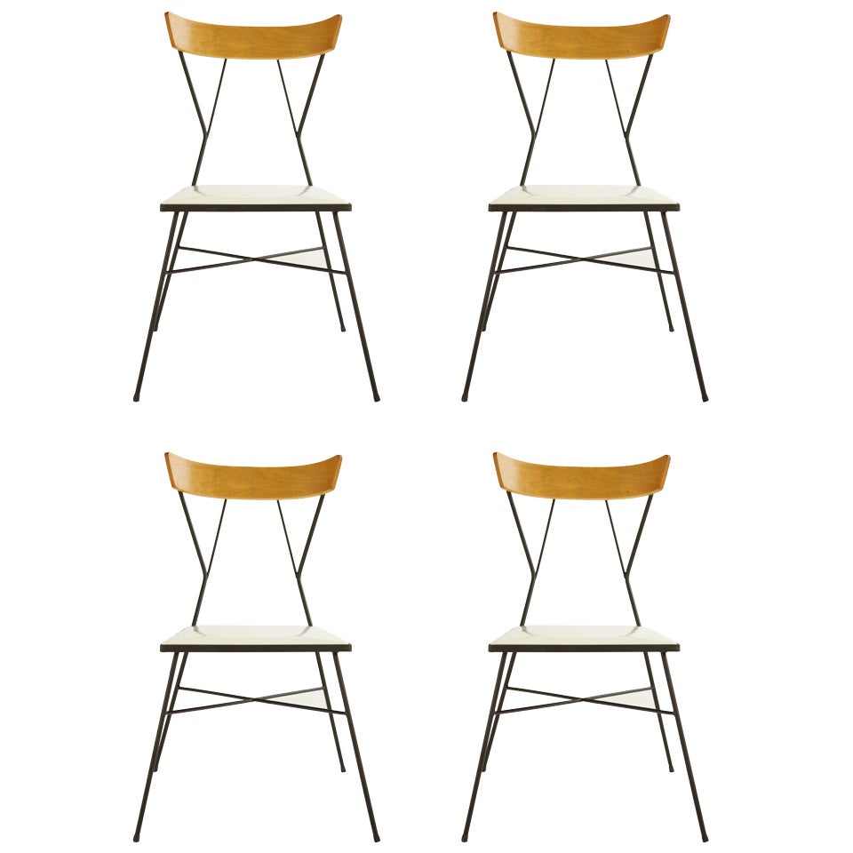 Set of 4 Wrought Iron chairs by Paul McCobb