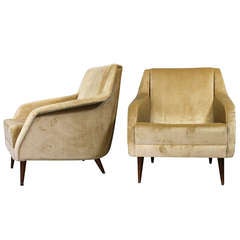 Pair of Carlo De Carli armchairs model "802", renewed, 1953