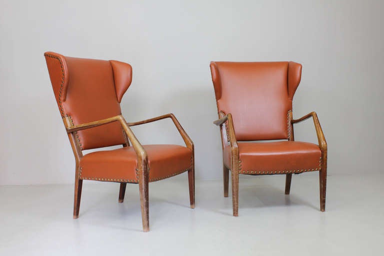 Pair of wing chairs ba Peter Hvidt & Olga Molgaard Nielsen, ca.1945
