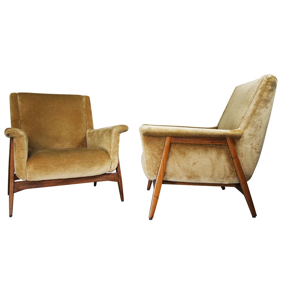 Pair of Armchairs in the Style of Gianfranco Frattini, Italy, circa 1958