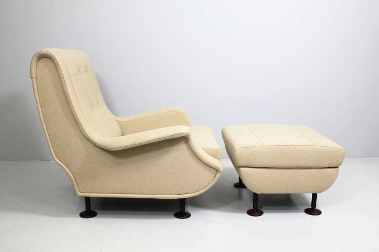 Armchair with stool, model "Regent" by Marco Zanuso, Arflex Italy, 1960