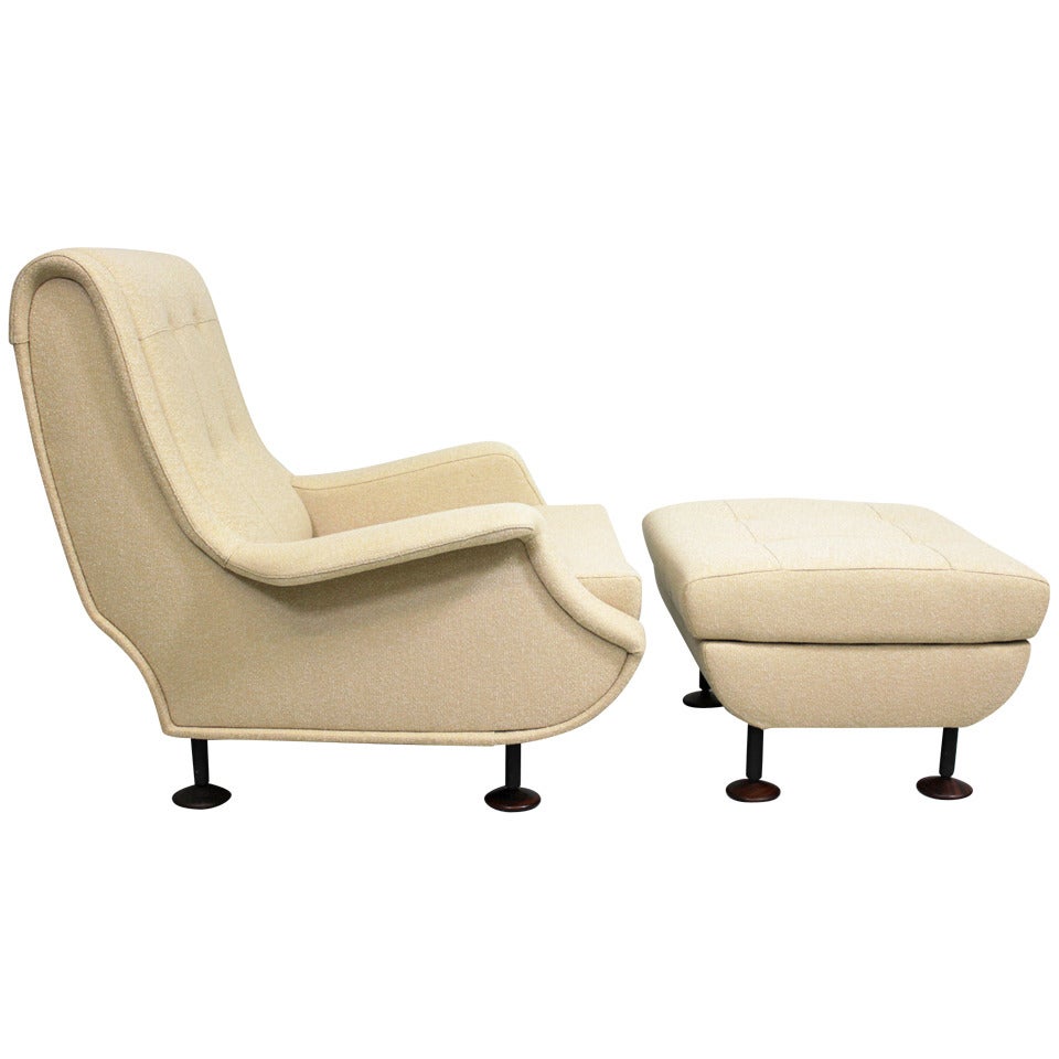 Armchair with stool, model "Regent" by Marco Zanuso, Arflex Italy, 1960