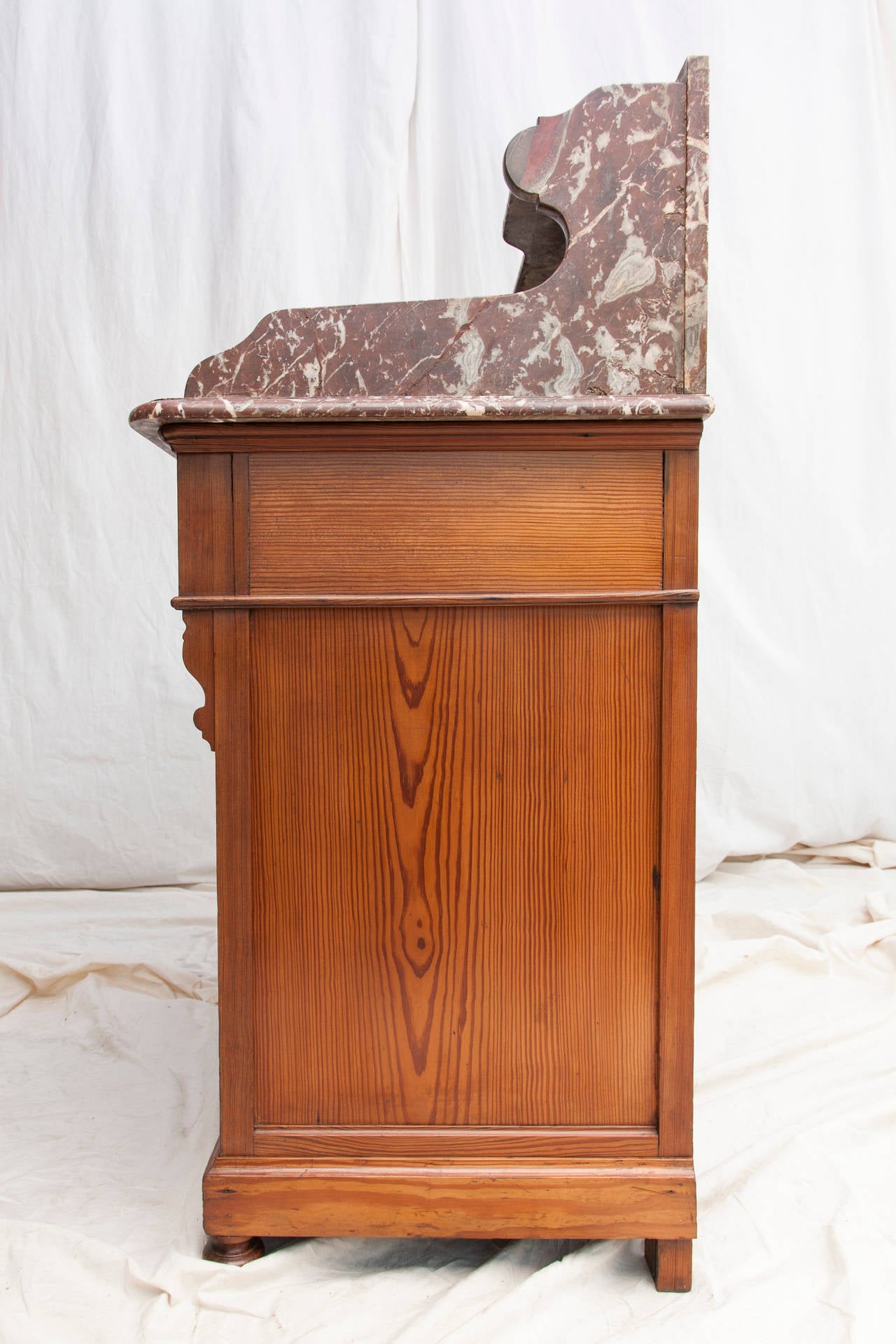 Antique French Vanity Cabinet with Marble Top and Porcelain Swivel Sink 4
