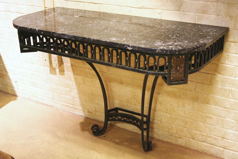 Saint Anne Marble Top Iron Louis XVI Console Table