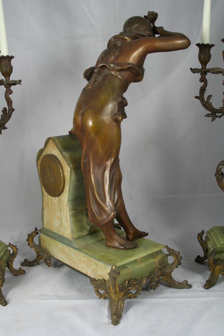 Bronze and Onyx Garniture de Cheminée 4
