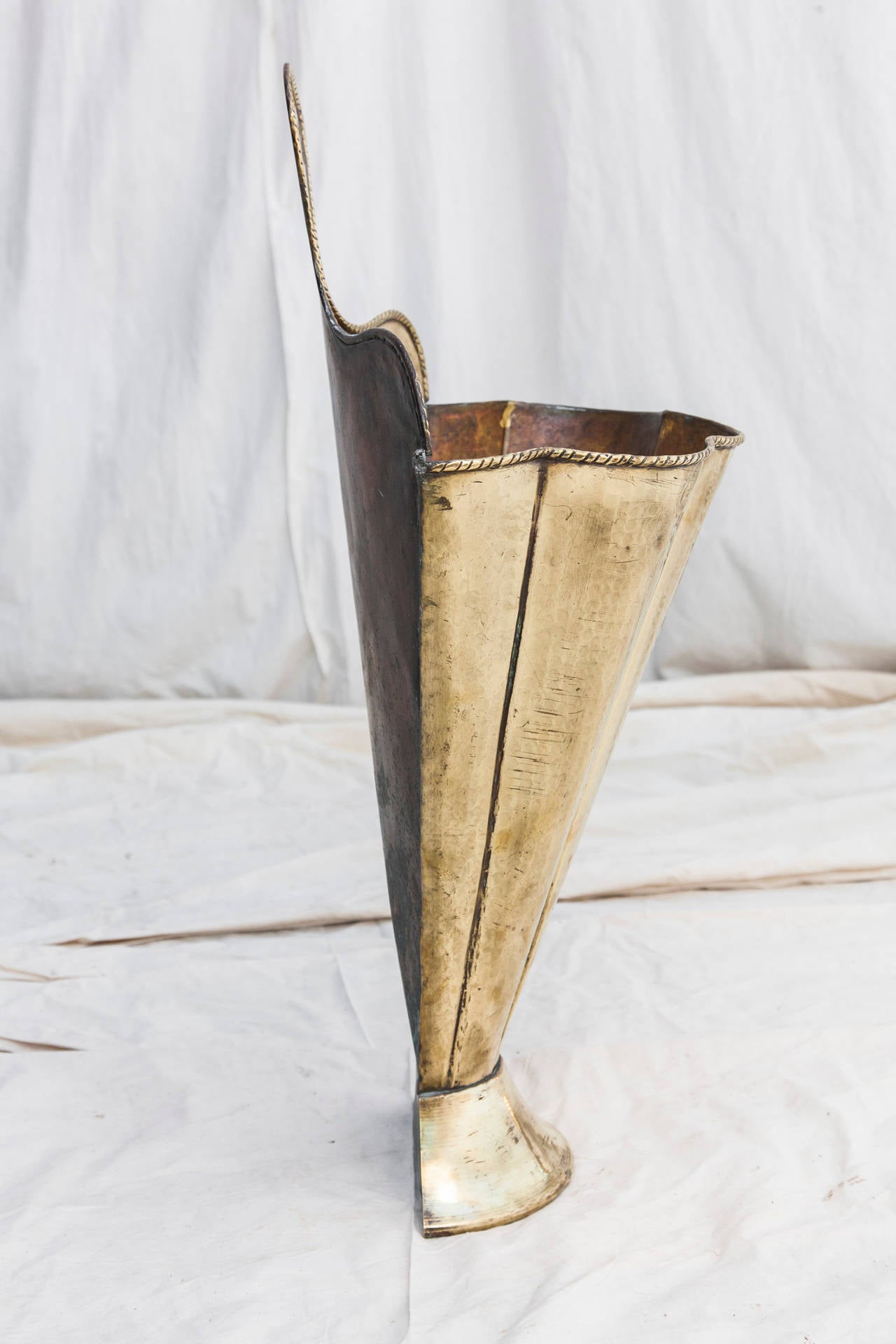 Art Deco Brass Umbrella Stand in the Shape of an Opening Umbrella at