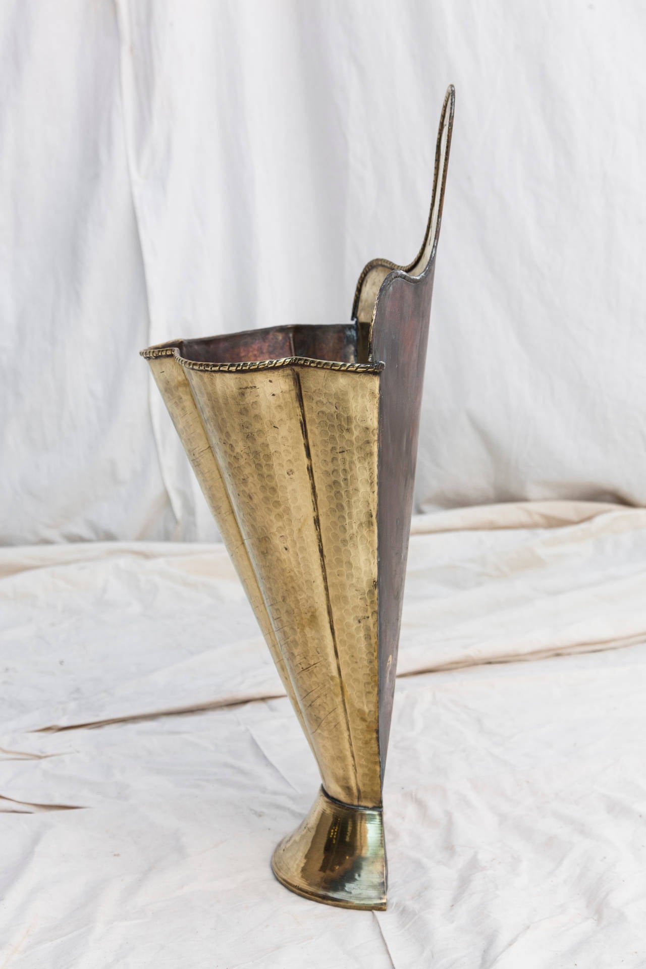 Art Deco Brass Umbrella Stand in the Shape of an Opening Umbrella at